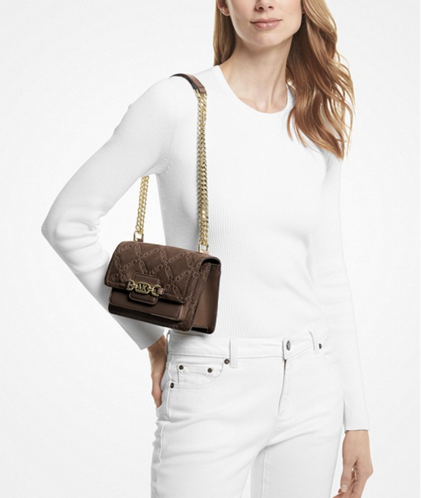 Borsa a tracolla Heather extra small in pelle scamosciata con logo Empire