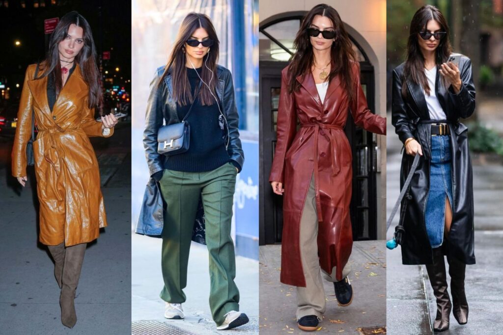 Trench in pelle emily ratajkowski