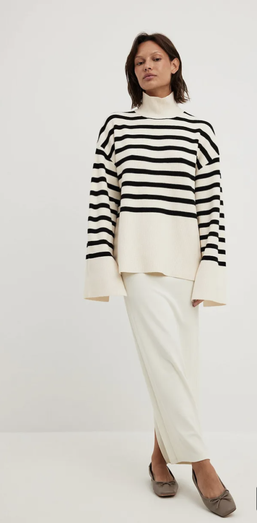 Striped Turtle Neck Knitted Sweater